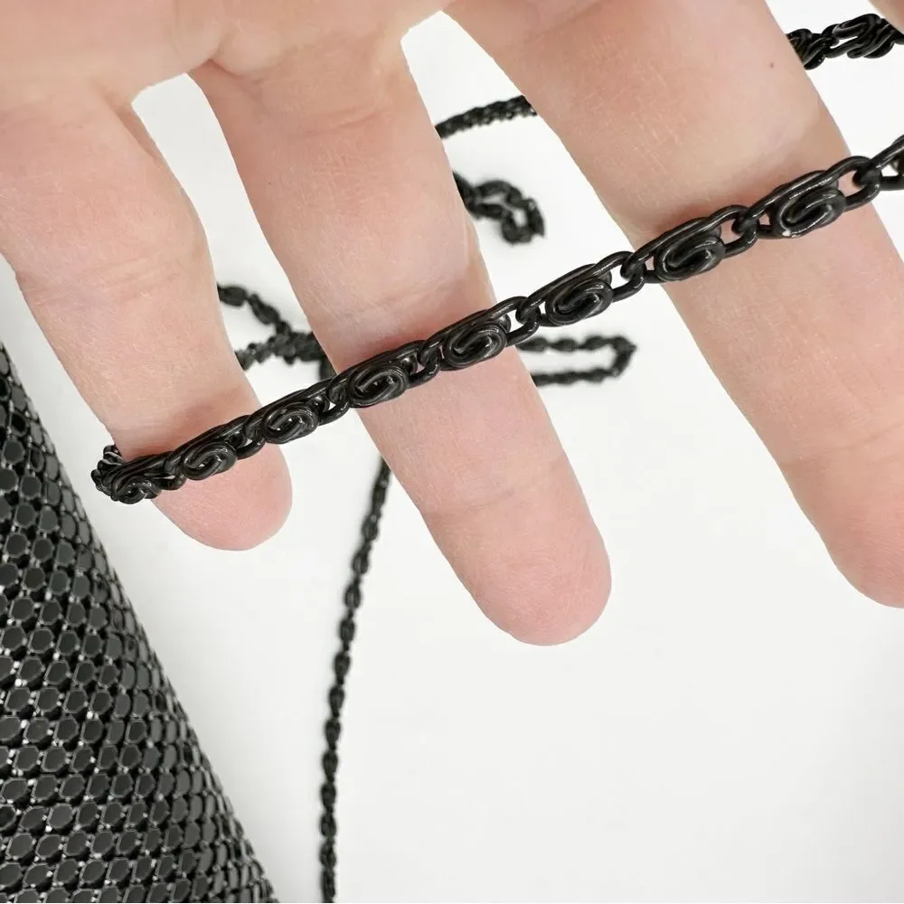 Marlo Vintage 80’s/90”s Black Mesh Clutch Evening Bag w/Convertable Chain‎